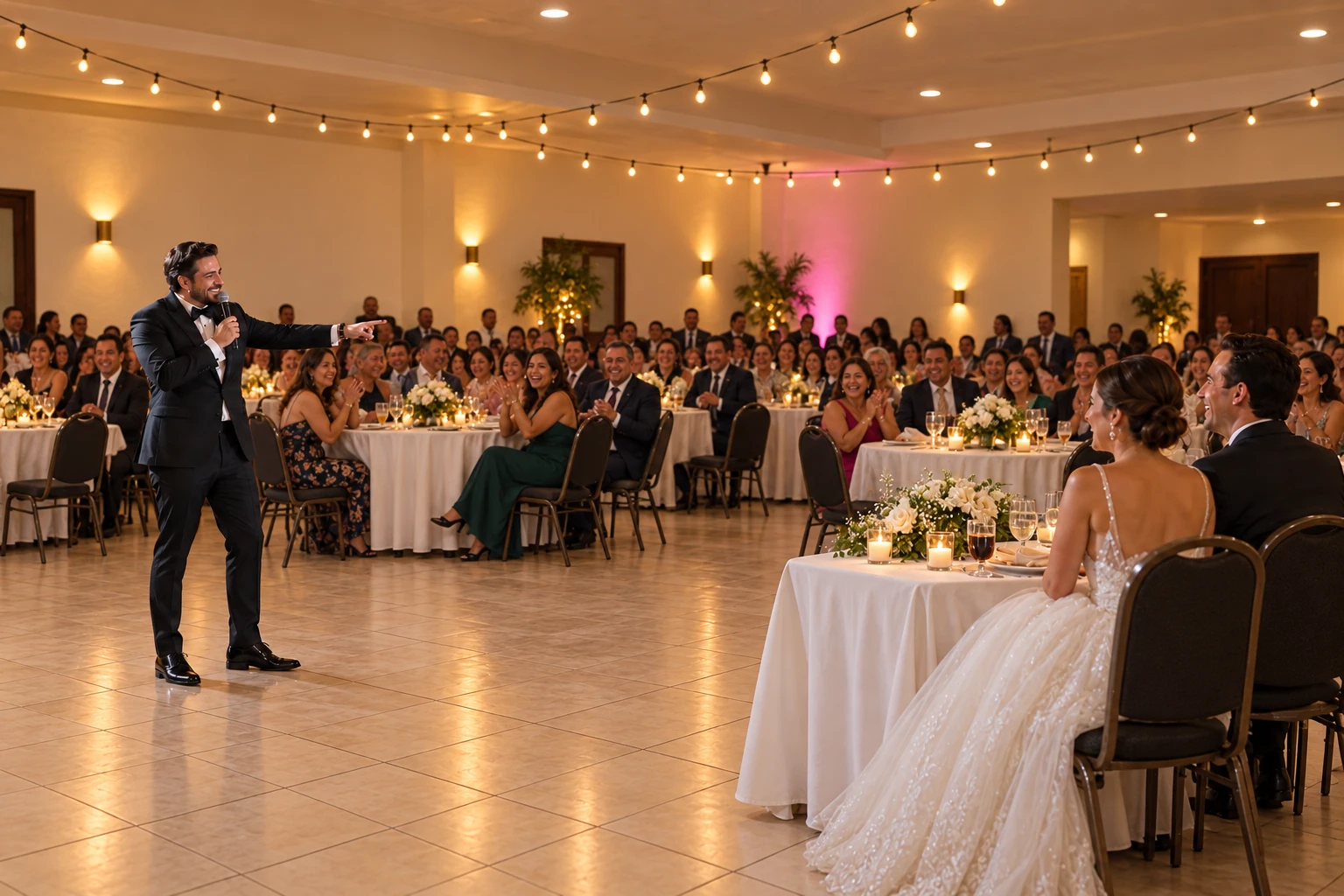 Maestro de ceremonias animando a los invitados