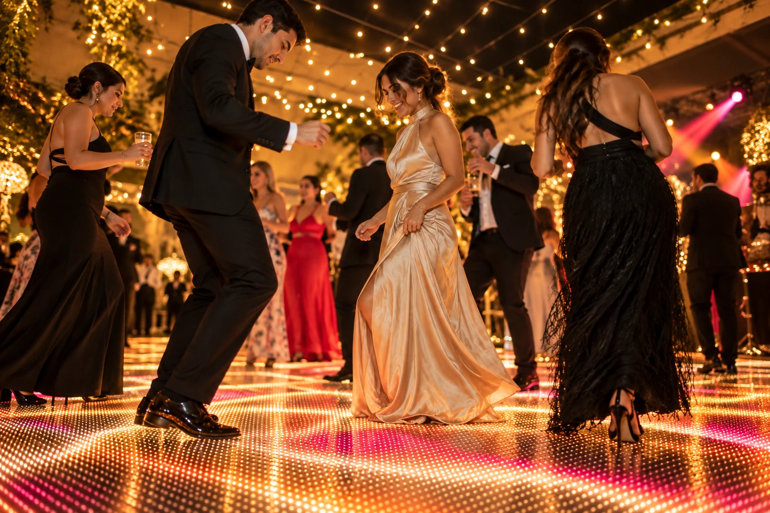 Pista LED iluminada en un evento de MTR